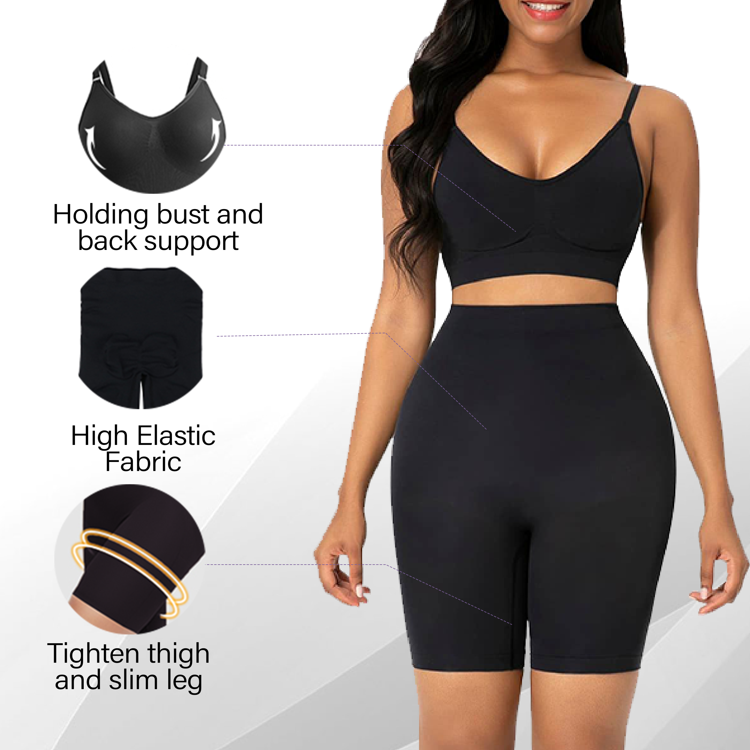 Women's Seamless Bodysuit Shapewear With Tummy Control, Waist Cincher And  Butt Lifter, Adjustable Straps, Stretchy Slimming Shorts