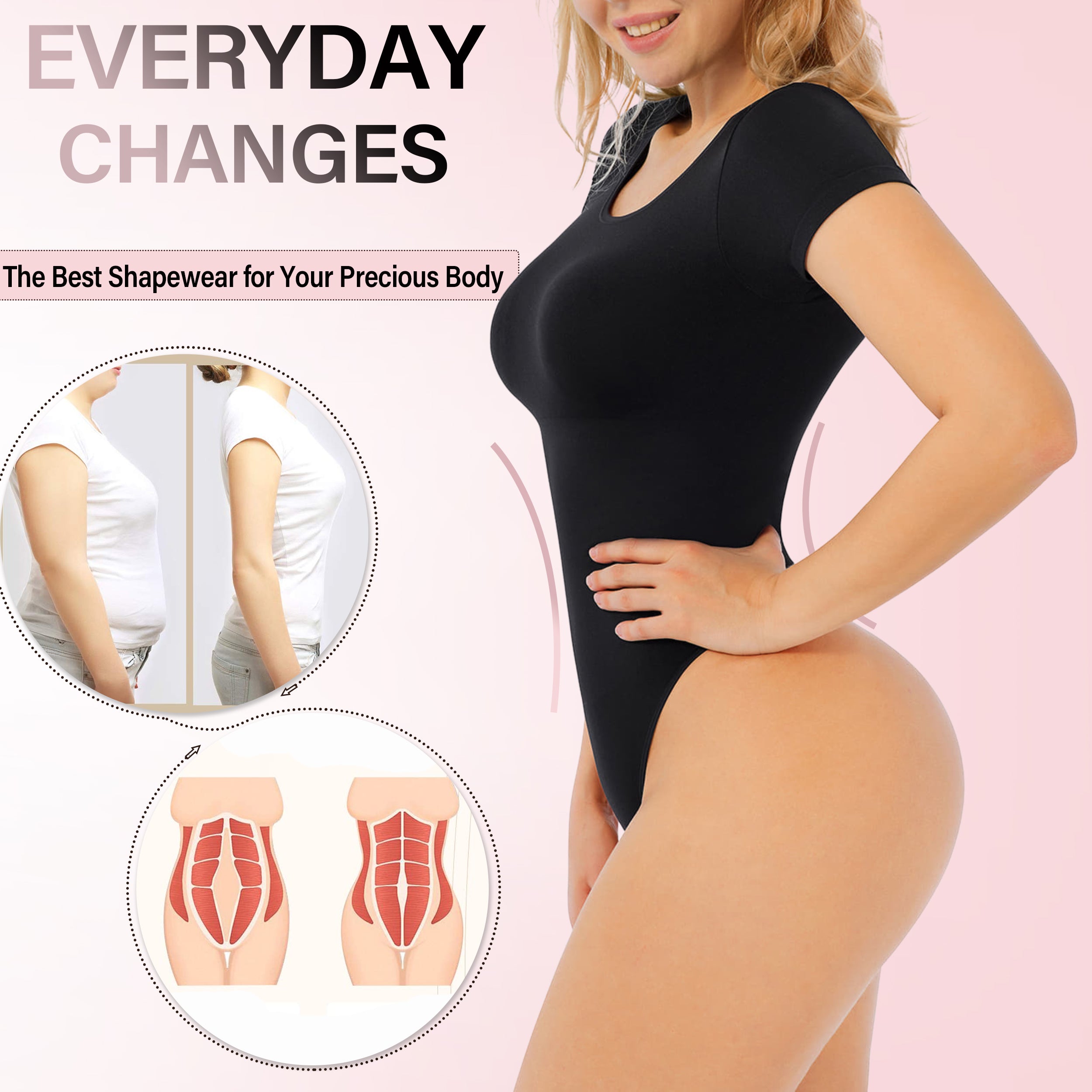 Seamless Bodyshaper Suit For Women - Full Body Shapewear Seamless Round  Neck
