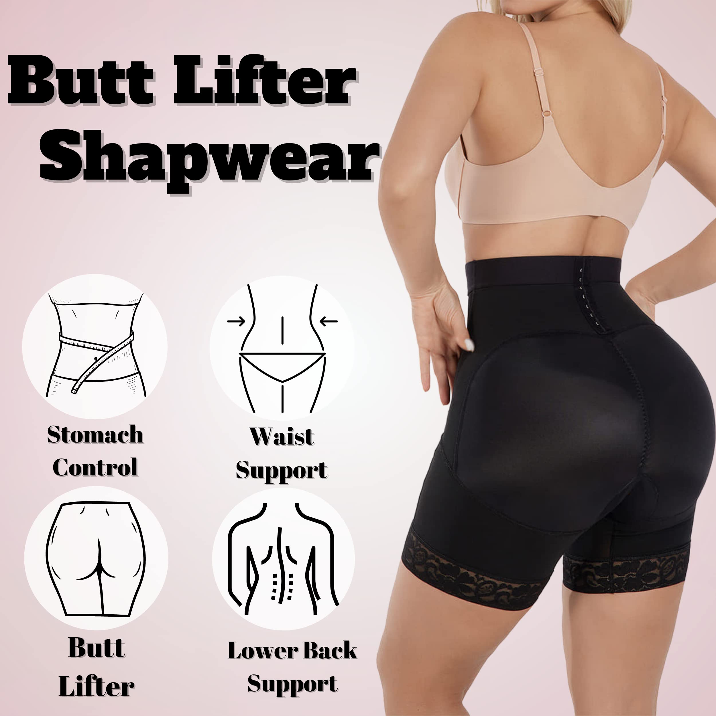 Hip Padded Shapewear Shorts Butt Lifting Waist Trainer