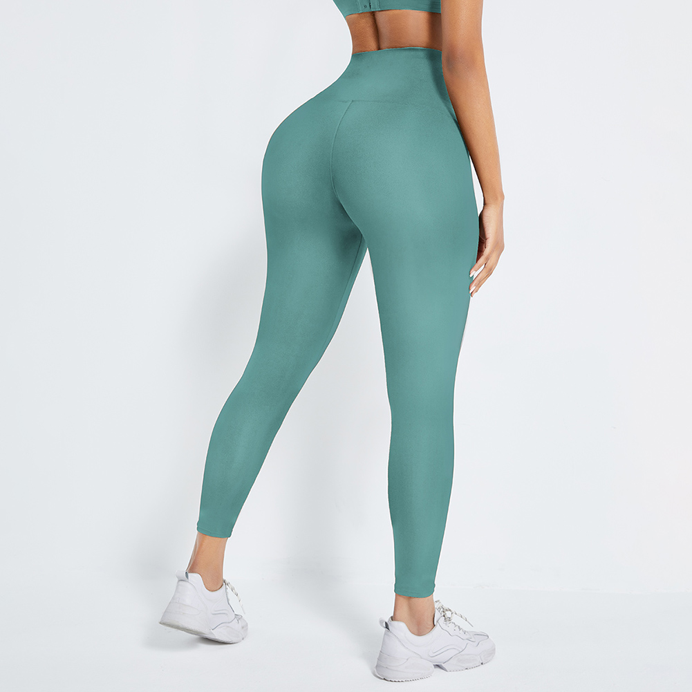 Bellella Women Leggings Pockets Yoga Pants Solid Color Bottoms Tummy Control  High Waist Capris Bodybuilding Jeggings Army Green M 